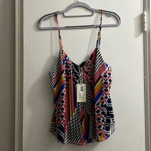 Ramy Brook Mona geometric mixed top in navy combo